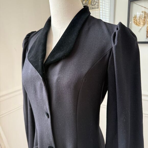 Vintage Laura Ashley Victorian Riding Dress Black Velvet Trim 4 - Picture 4 of 9